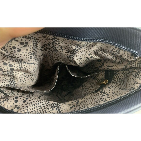 Karla Hanson Blue Metallic Crossbody Purse Bag Tote Organizer Zippers Stud Feet - Picture 10 of 16
